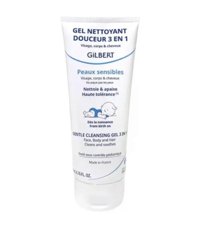 Gilbert Gel Nettoyant Douceur 3 en 1 Bébé Visage Corps et Cheveux 200 ml