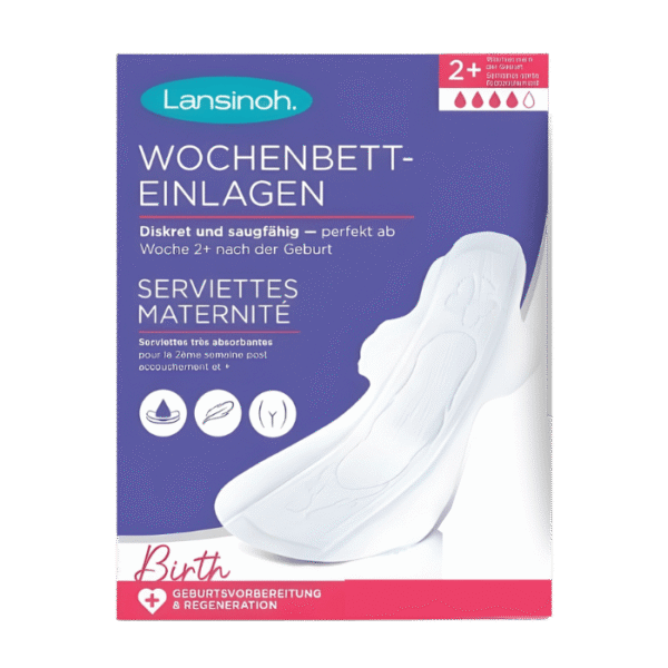 LANSINOH SERVIETTES DE MATERNITE 12 PIECES TAILLE M 2 SEMAINES+