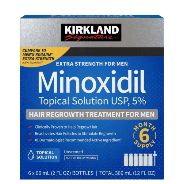 Minoxidil Kirkland Signature 5% – 6 × 60 ml (Traitement 6 mois)