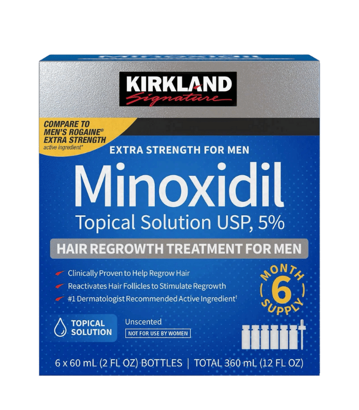 Minoxidil Kirkland Signature 5% – 6 × 60 ml (Traitement 6 mois)