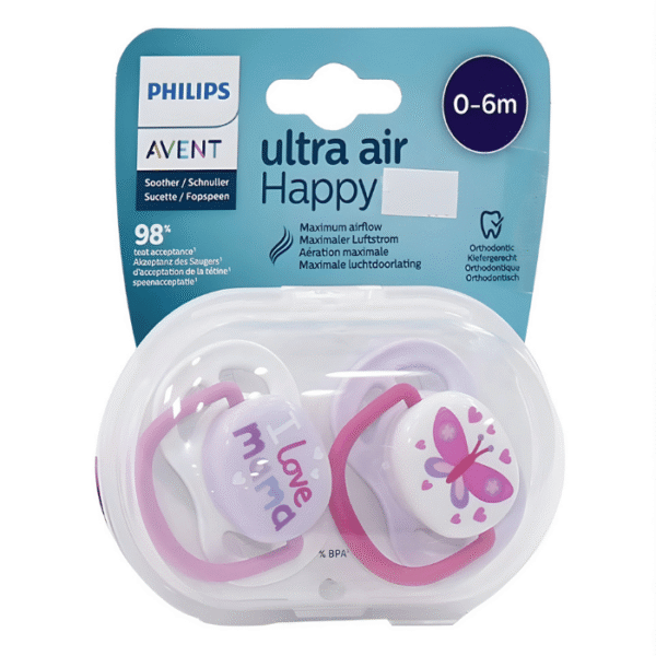 Philips Avent Sucettes Ultra Air Happy 0-6 Mois – Lot de 2